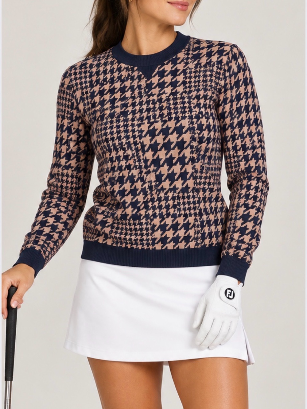 Peter Millar Birdie Houndstooth Golf Crown Sport UPF 50+ Sweatshirt